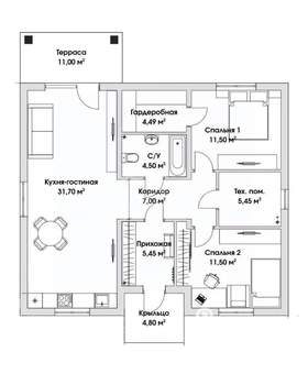 Дом 111м², 1-этажный, участок 10 сот.