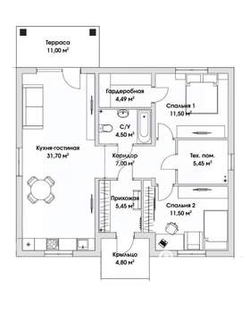 Дом 111м², 1-этажный, участок 10 сот.