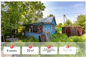 Дом 24м&sup2;, 1-этажный, участок 6 сот.  