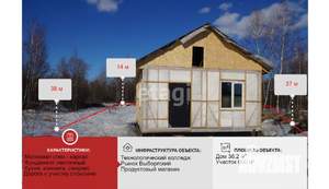 Дом 36м², 1-этажный, участок 6 сот.  