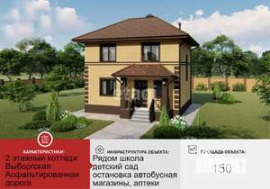 Коттедж 150м², 2-этажный, участок 6 сот.  