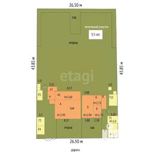 Дом 43м², 1-этажный, участок 6 сот.  