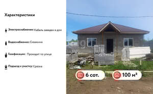 Дом 100м², 1-этажный, участок 6 сот.  