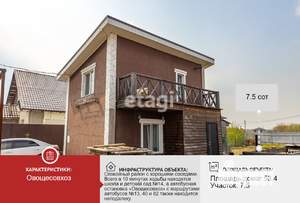 Дом 53м², 2-этажный, участок 8 сот.  