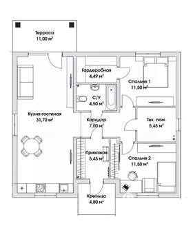 Дом 111м², 1-этажный, участок 10 сот.  