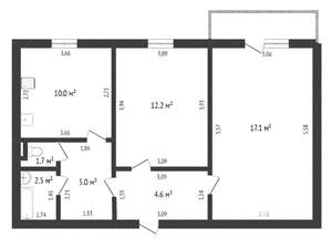 2-к квартира, на длительный срок, 54м2, 1/10 этаж