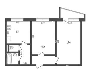 2-к квартира, на длительный срок, 52м2, 8/9 этаж