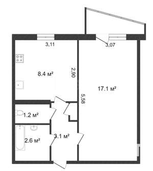 1-к квартира, на длительный срок, 32м2, 1/10 этаж