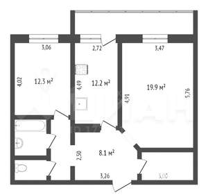 2-к квартира, на длительный срок, 67м2, 9/10 этаж