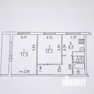 2-к квартира, на длительный срок, 50м2, 3/9 этаж