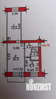 2-к квартира, на длительный срок, 32м2, 5/5 этаж