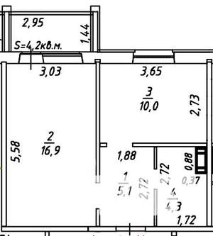 1-к квартира, на длительный срок, 40м2, 4/9 этаж