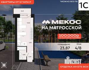 1-к квартира, вторичка, 24м2, 4/8 этаж
