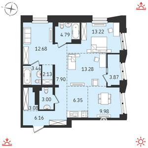 4-к квартира, вторичка, 90м2, 17/19 этаж
