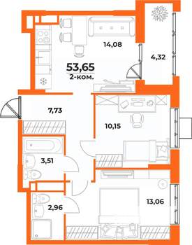 2-к квартира, вторичка, 54м2, 10/10 этаж