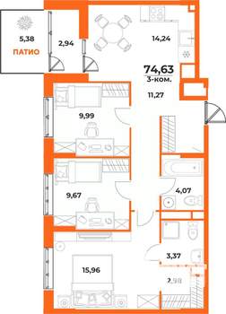 3-к квартира, вторичка, 75м2, 1/10 этаж