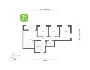 3-к квартира, вторичка, 84м2, 12/23 этаж
