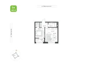1-к квартира, вторичка, 43м2, 5/20 этаж