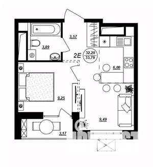 2-к квартира, строящийся дом, 34м2, 5/17 этаж
