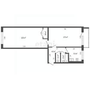 2-к квартира, вторичка, 44м2, 3/5 этаж