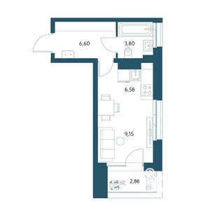 Студия квартира, строящийся дом, 29м2, 2/19 этаж