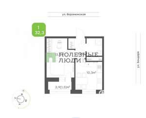 1-к квартира, вторичка, 32м2, 16/21 этаж
