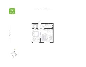 1-к квартира, вторичка, 43м2, 18/20 этаж