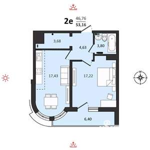 2-к квартира, вторичка, 53м2, 12/25 этаж