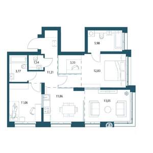 3-к квартира, вторичка, 75м2, 17/25 этаж