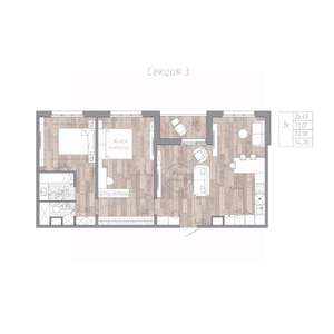 3-к квартира, строящийся дом, 73м2, 2/4 этаж