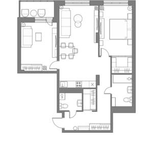 2-к квартира, вторичка, 79м2, 23/24 этаж
