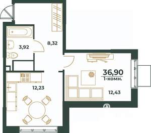 1-к квартира, вторичка, 37м2, 19/24 этаж