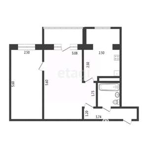 2-к квартира, вторичка, 46м2, 1/5 этаж