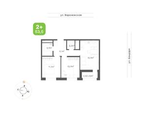 2-к квартира, вторичка, 54м2, 7/16 этаж