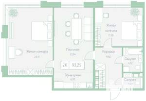 2-к квартира, вторичка, 93м2, 5/20 этаж