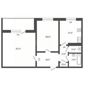 2-к квартира, вторичка, 50м2, 5/9 этаж