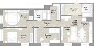 3-к квартира, вторичка, 99м2, 13/22 этаж