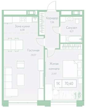 1-к квартира, вторичка, 70м2, 13/20 этаж