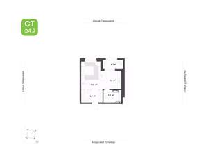 1-к квартира, вторичка, 37м2, 12/13 этаж