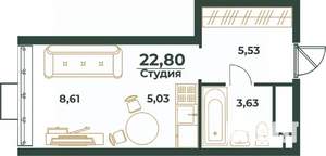 Студия квартира, вторичка, 23м2, 24/24 этаж