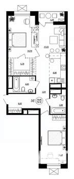 3-к квартира, строящийся дом, 78м2, 7/17 этаж