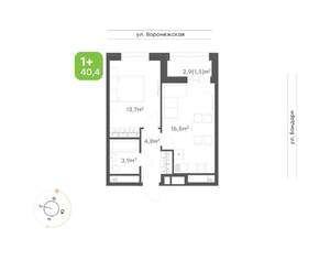 1-к квартира, вторичка, 40м2, 12/20 этаж