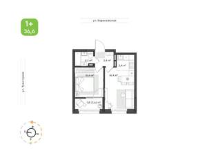 1-к квартира, вторичка, 37м2, 9/9 этаж