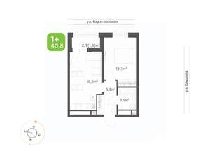 1-к квартира, вторичка, 41м2, 13/20 этаж