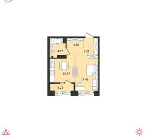 1-к квартира, вторичка, 43м2, 16/19 этаж