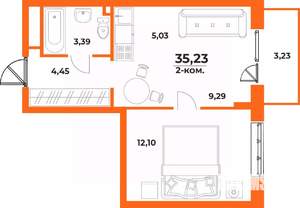 2-к квартира, вторичка, 35м2, 7/10 этаж
