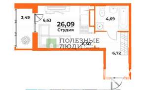 Студия квартира, вторичка, 26м2, 7/9 этаж