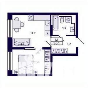 1-к квартира, строящийся дом, 36м2, 11/30 этаж