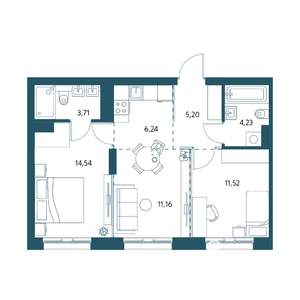 2-к квартира, вторичка, 57м2, 10/25 этаж
