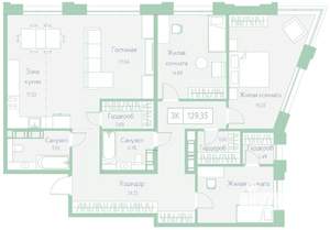 3-к квартира, вторичка, 129м2, 17/20 этаж